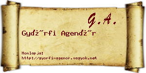 Győrfi Agenór névjegykártya